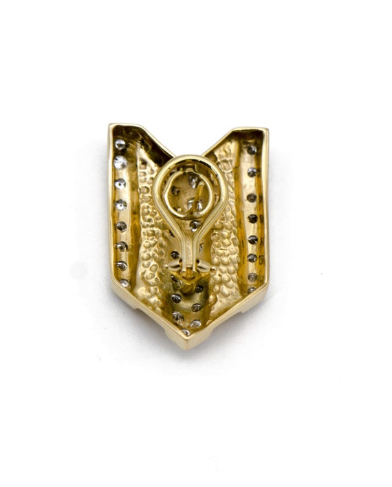 Vintage Gold Diamonf Shield Earrings - image 3