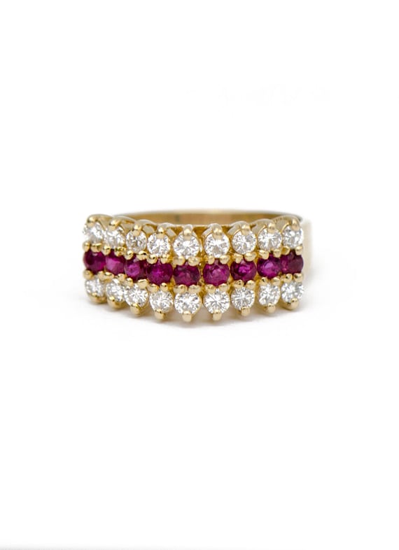 14k Yellow Gold Diamond & Rubellite Ring