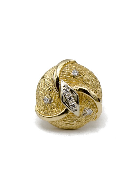 Gold Diamond Cocktail Ring - image 1