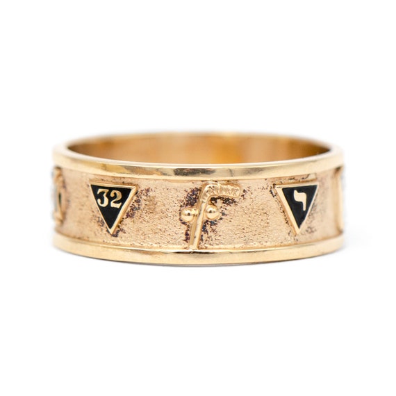 Vintage 14k Yellow Gold Enamel Masonic Ring - image 4