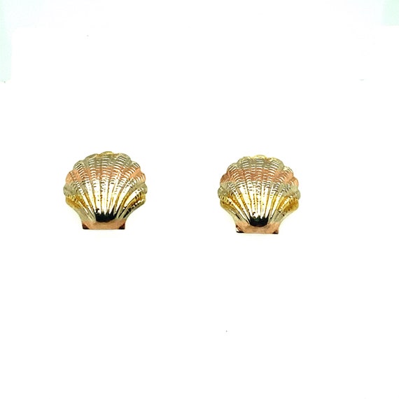 Seashell Tri-Color Stud Earrings - image 1