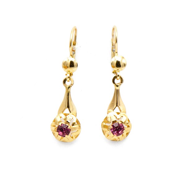 14k Yellow Gold Pink Tourmaline Earrings