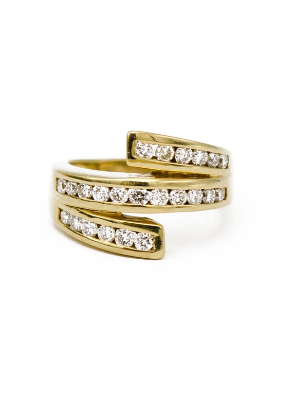 14k Yellow Gold Bypass Diamond Ring