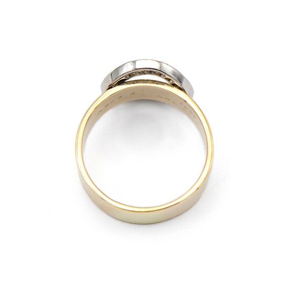 18k Yellow Gold & Platinum Diamond Circle Ring - image 3