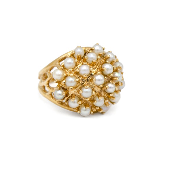 14k Yellow Gold Pearl Cocktail Ring - image 2