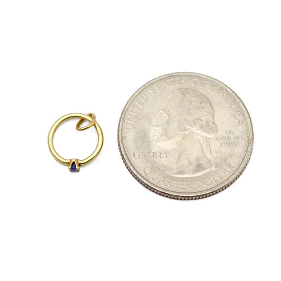 Vintage 14k Gold Blue Stone Ring Charm - image 3