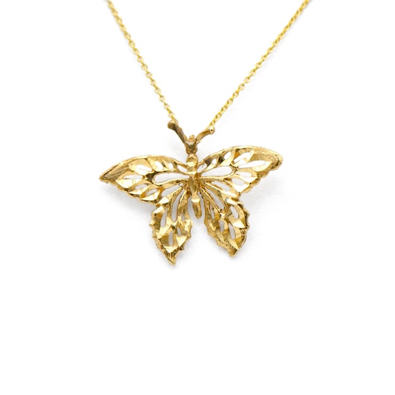 Vintage 14k Yellow Gold Butterfly Charm