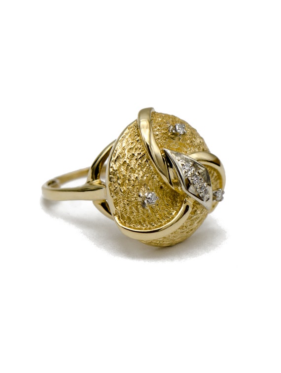 Gold Diamond Cocktail Ring - image 2