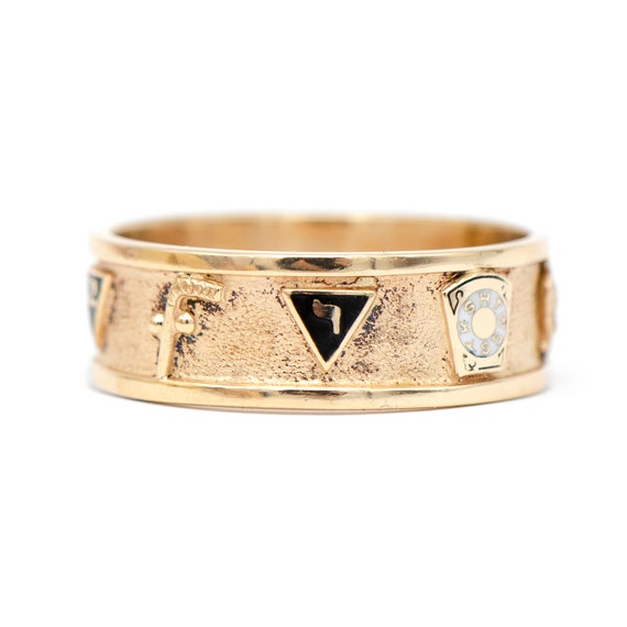 Vintage 14k Yellow Gold Enamel Masonic Ring - image 5