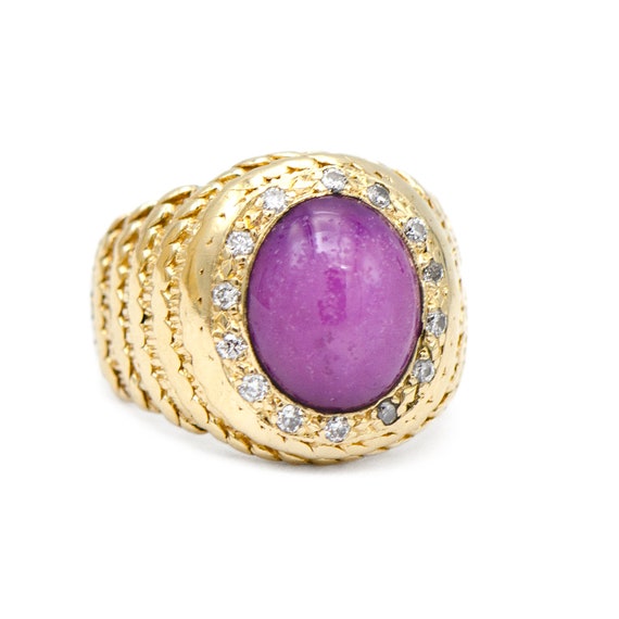 14k Yellow Gold Star Sapphire Ring - image 2