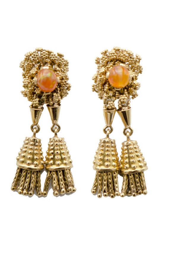 Fire Opal Tassel Earrings