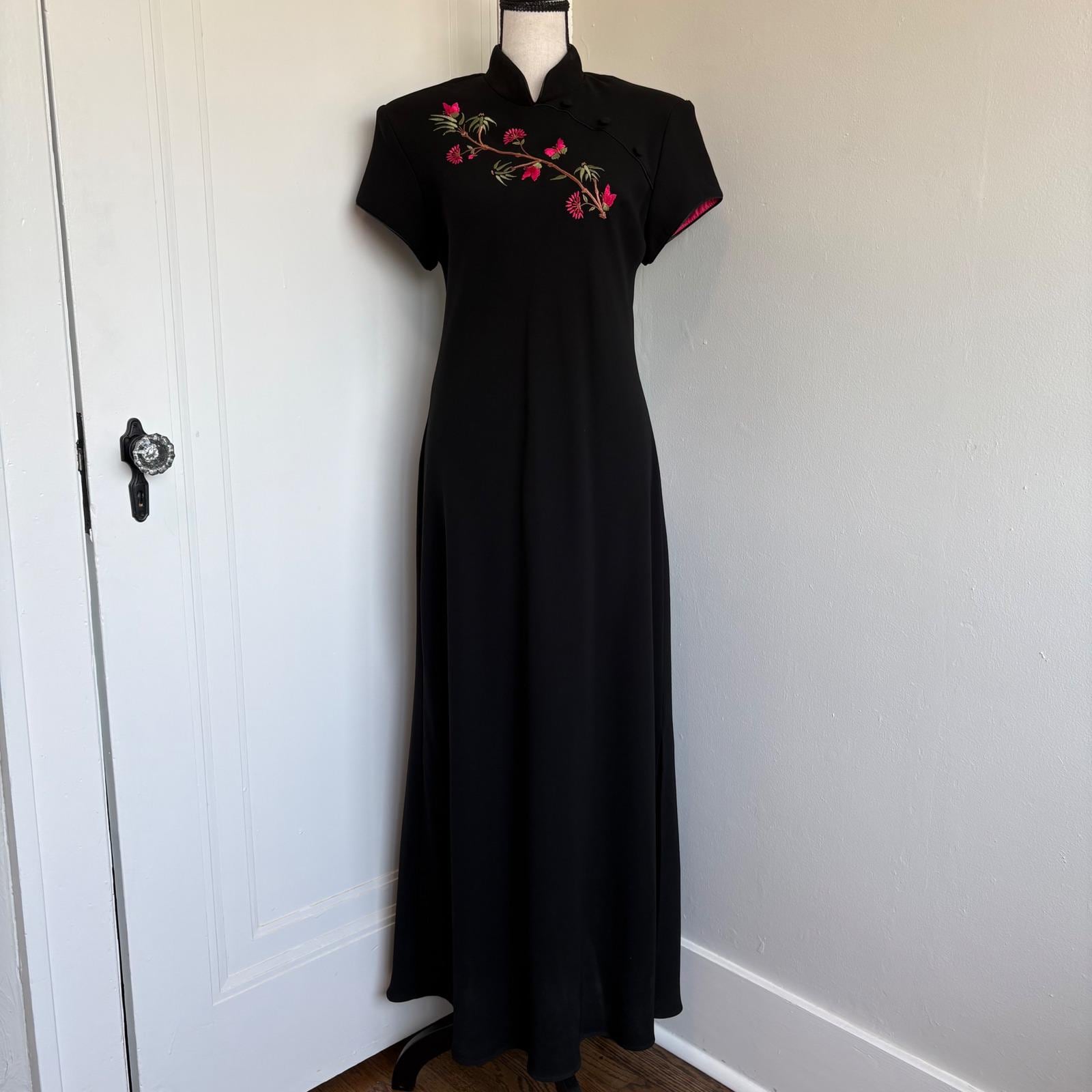 Mandarin Collar Black Dress - Etsy