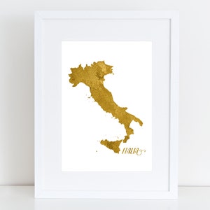 Carte de l'Italie - Imprimé mural , Souvenir voyage deco , Art numérique - PDF imprimable