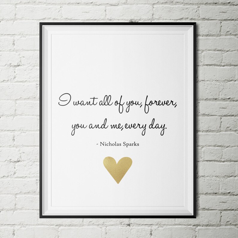The Notebook Quote I Want All of You Forever You and Me Etsy
