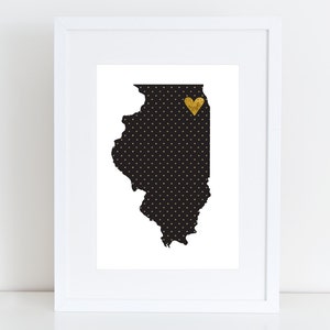 Illinois Karte – Vereinigte Staaten Chicago – Digitale Kunst – druckbares PDF – Wandkunst