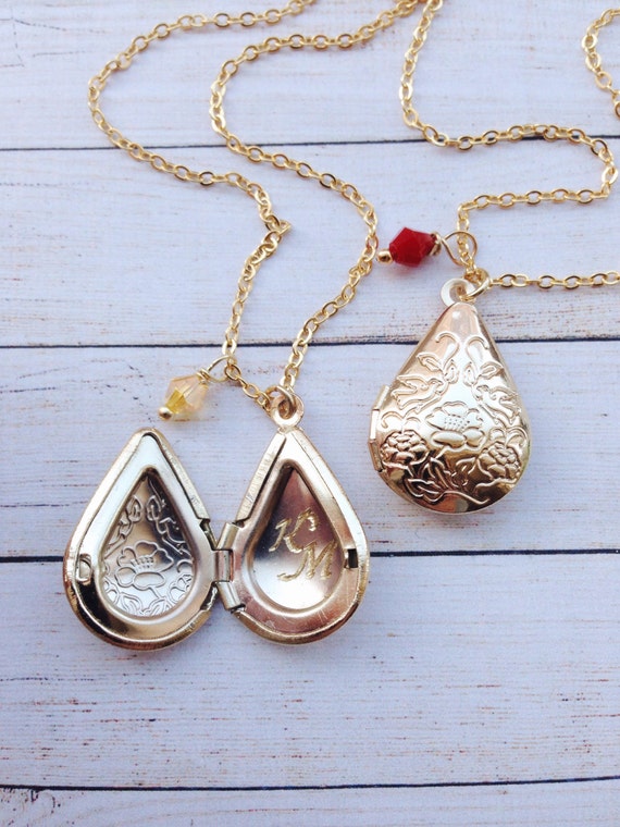 Gold Locket Initial Locket /Birthstone Childrens Lockets Etsy