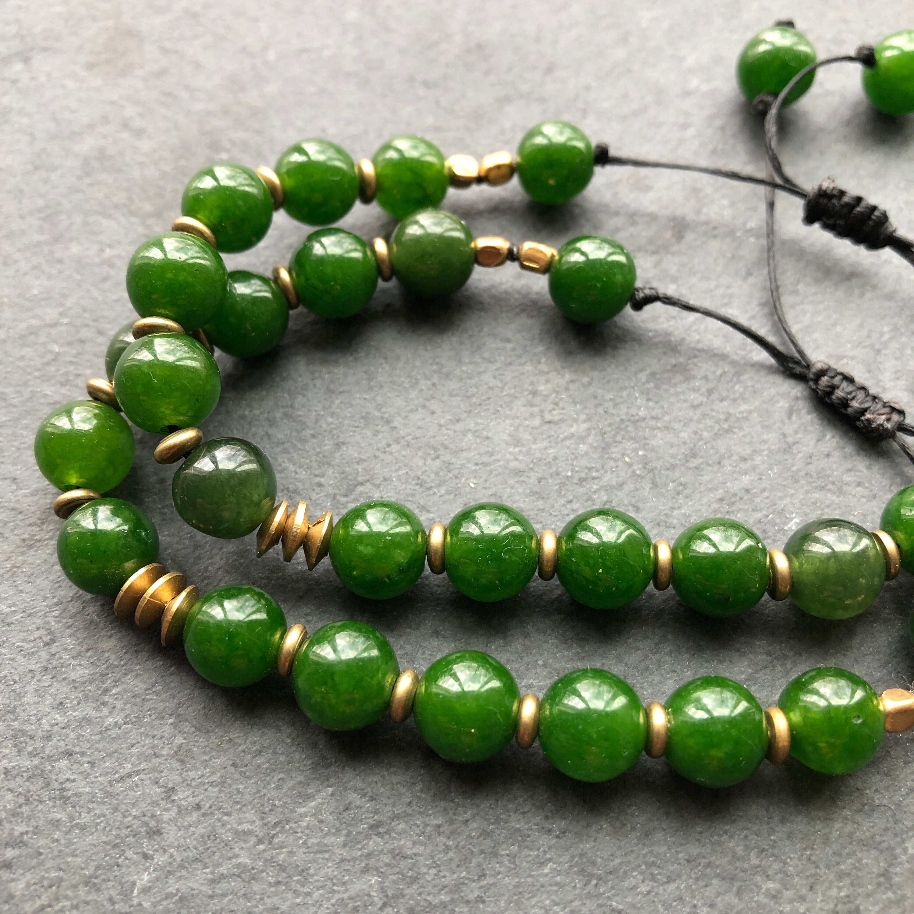 Variety of Jade mix Vintage Glass Beads with 24k gold bead,handcraft,Awesome chic and colorful Jade,Genuine Jade bracelet