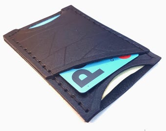 Minimal Leather Wallet – Handmade Veg-Tan EDC Slim Card Holder, 8 Cards + Cash – Bushcraft Gift