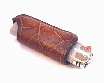 Leather Lighter Holder – Handmade Veg-Tan EDC Caddy for BIC Lighters, Bushcraft & Cosplay