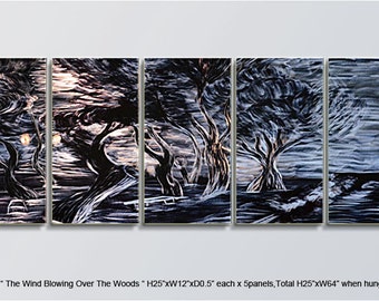 B14 Original Metal Wall Art Modern Abstract Special Indoor Outdoor Decor From Artist "The Wind Blowing Over the Woods"