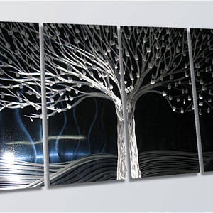 A01 Original Special Metal Wall Art Large Black Silver Home Decor Direct From Artist Tree of Life image 3