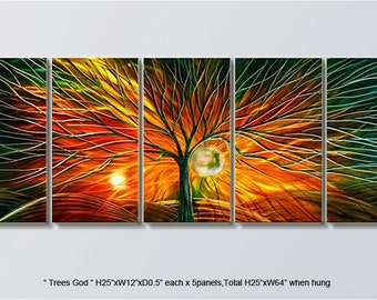 A14 Modern Original Metal Wall Art Abstract Large Painting Sculpture Special Indoor Outdoor Decor From Artist "Trees God"