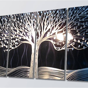 A01 Original Special Metal Wall Art Large Black Silver Home Decor Direct From Artist Tree of Life image 4