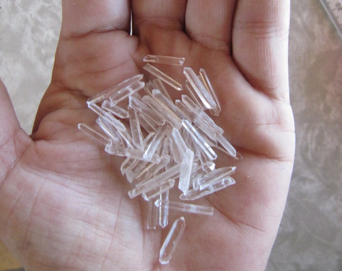 Clear Quartz Crystal Points, XX-Small Tiny Crystals, bulk lots quartz crystals jewelry size tiny crystal points < 3/4" long or < 2mm wide