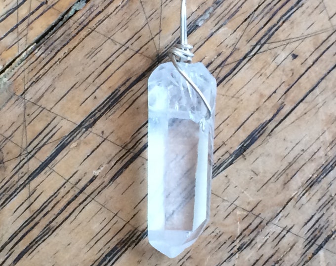 Quartz Crystal Point Sterling Silver Wire Wrap Pendant, Necklace, Natural Raw Crystals, Handmade Jewelry, Gemstones, Reiki, Chakra, Healing