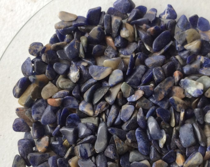 Sodalite Gemstone Pebbles 100 Lot, small undrilled chips tiny crystals, small tumbled blue sodalite gem trees crystal grids elixirs orgonite