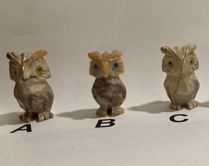 You Pick! Carved Soapstone Owl Animal Totem, Gemstone Owl/Bird Figurine, Carved Stone Animal Altar Piece, Spirit Animal Totem, Stone Owl