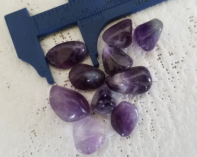 Amethyst lot of 10 tumbled stones small size 1/2" avg purple Amethyst polished gemstones for crystal grids, orgonite, jewelry making, crafts