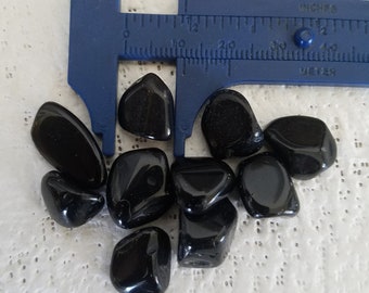 Black Obsidian lot of 10 tumbled stones small size 1/2" avg Polished Black Obsidian crystal gemstone crystal grids, jewelry making, crafts
