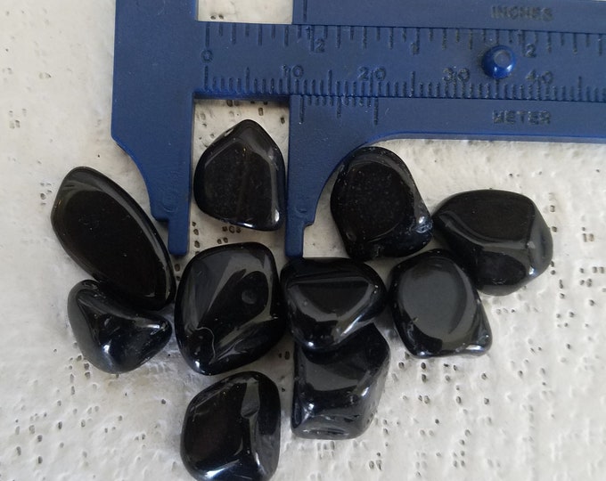 Black Obsidian lot of 10 tumbled stones small size 1/2" avg Polished Black Obsidian crystal gemstone crystal grids, jewelry making, crafts