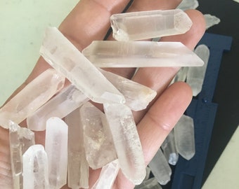 Quartz Crystal Points 10-12mm wide, 1.5-1.75" long Lemurian Quartz Crystal wands, finger size quartz crystal wand points, natural unpolished