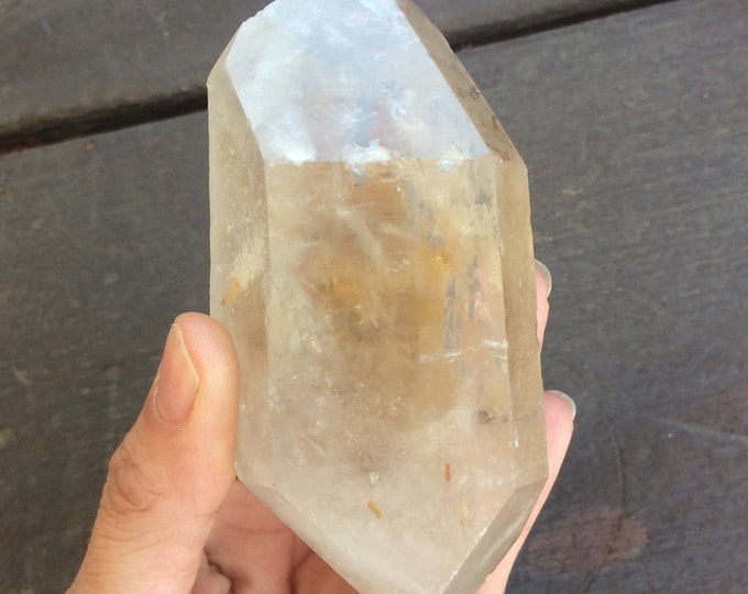 Large Double Terminated Quartz Crystal, Clear Quartz Double Pointed Crystal w/ Inclusions, Unpolished Quartz Crystal, Lemurian Seed Crystal