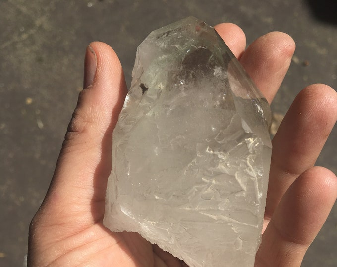 Large Quartz Phantom Crystal, Clear Quartz Point Abundance / Companion Lemurian Seed Crystal, Semi-Polished Self Healed Crystal w inclusions