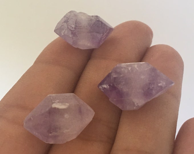 Small Double Terminated Amethyst Crystals, Purple Amethyst Double Terminated Crystal Point, Rough Unpolished Gemstone, February birthstone