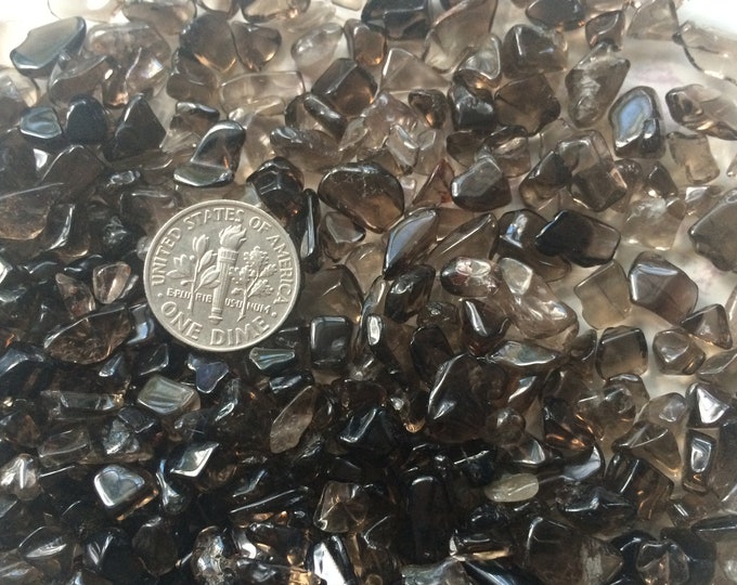 Smoky Quartz Small Gemstone Pebbles, lot of 100 tiny undrilled chips, xx-small tumbled stones for gem trees, candles, crystal grids, orgone