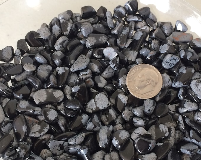 Snowflake Obsidian Small Gemstone Pebbles, lot of 100 tiny tumble polished stone chips for gem trees, charms, candles, crystal grids, orgone
