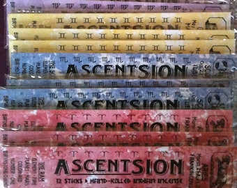 Zodiac incense - ASCENTSION - Scented Incense Sticks, Choice of 12 Fragrances w/ 12 sticks per pack, hand crafted incense aromatherapy scent