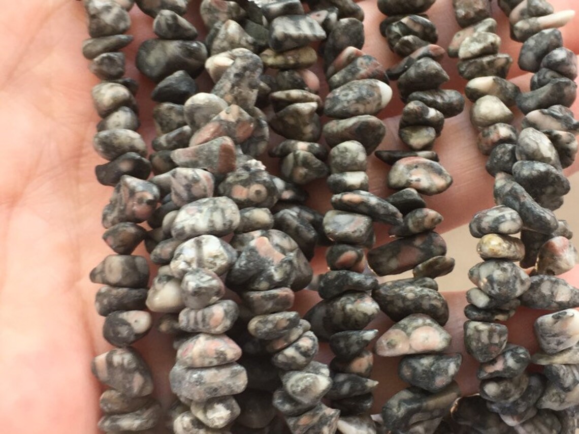 Crinoid Fossil Jasper Chip Strand 32 Full Strand Beads Etsy UK
