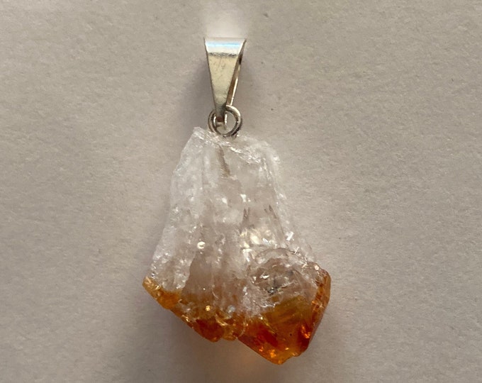 Citrine Point Gemstone Pendant, Citrine Crystal Stone Necklace on Silver-Tone Chain, Healing Stones, Reiki, Chakra