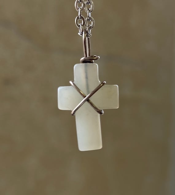 Sterling Onyx Cross Carved Gemstone Pendant, Onyx 