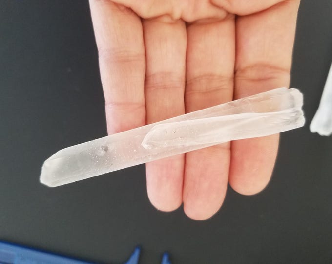 Rare Singing Quartz Crystal Wand, Clear Quartz Point, 3+" Long Thin Unpolished Crystal, Natural Clear Quartz Wand Crystal Point