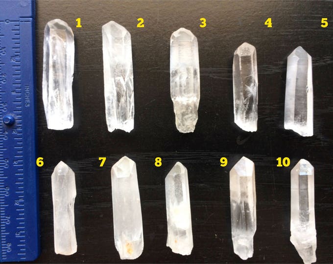 Single Clear Quartz Crystal Wand Point 1.5", 8-9mm wide Natural Unpolished Raw Rough Crystals Mineral Gemstone Reiki Chakra Crystal
