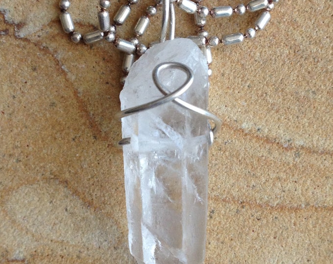 Quartz Crystal Point Sterling Silver Wire Wrap Pendant, Necklace, Natural Raw Crystals, Handmade Jewelry, Gemstones, Reiki, Healing CW1