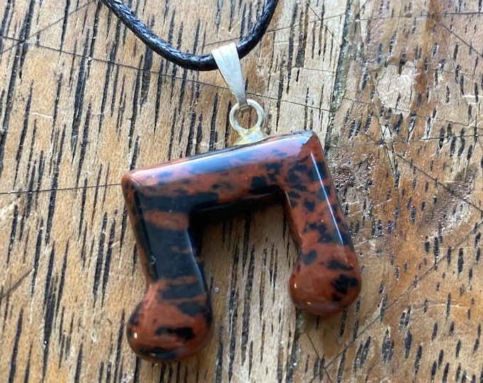 Mahogany Jasper Musical Note Shaped Carved Gemstone Pendant, Tumble Polished Stone Necklace, Your Choice of Cord, Natural Stone Jewelry