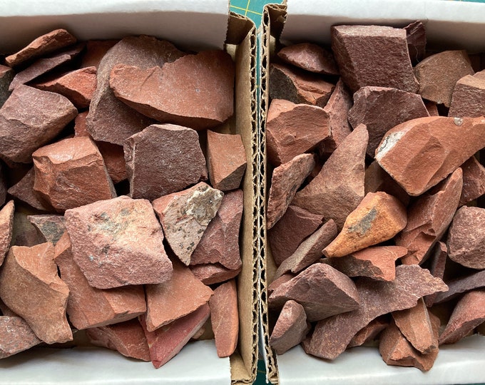 Red Jasper Rough 1/2 lb. Mixed Size and Grade, Mixed-Size Red Jasper Stone Chunks & Pieces, 1/2"-1" Natural Unpolished Red Jasper Crystals
