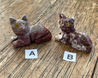 Carved Soapstone Cat Animal Totem, Gemstone Cat Figurine, Carved Stone Animal Altar Piece, Spirit Animal Totem, Stone Kitty- YOU PICK!
